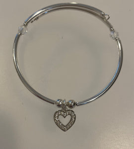 Rhinestone Tiny Heart in Silver Bracelet