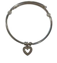 Load image into Gallery viewer, Rhinestone Tiny Heart in Silver Bracelet
