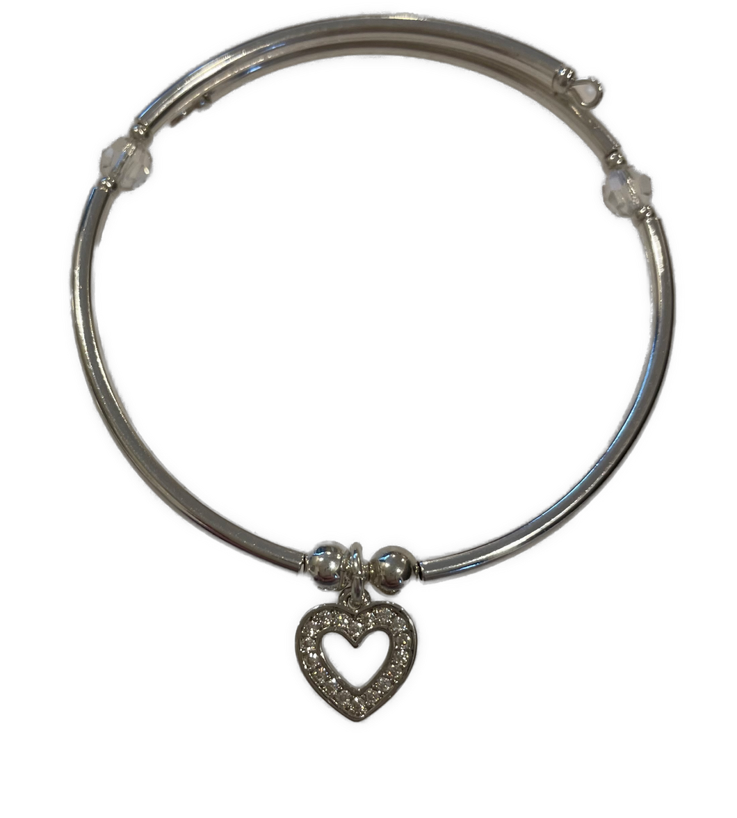 Rhinestone Tiny Heart in Silver Bracelet