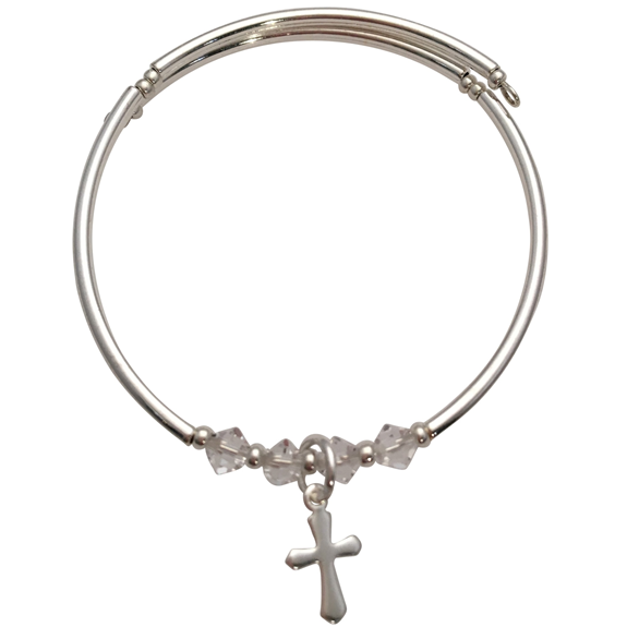 Small Silver Cross Charm Bracelet
